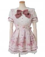 Afternoon tea Japanese-style mass-produced sweet and cute printed doll collar spliced navy style lace long-sleeved dress op thumbnail 6