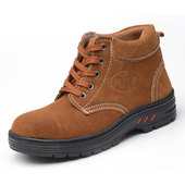 钢包头防烫防砸防滑耐磨工作透气高帮纯牛皮特大号 电焊劳保鞋 包邮