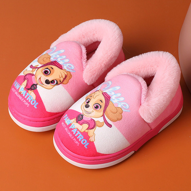 汪汪队儿童棉拖鞋男孩冬家居毛毛鞋外穿宝宝防滑包跟卡通亲子棉鞋
