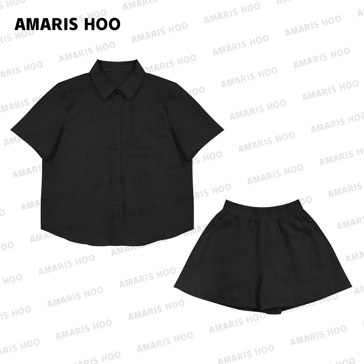 【AmarisHoo设计师款】潮流套装女宽松百搭ins短袖短裤Y51557sss