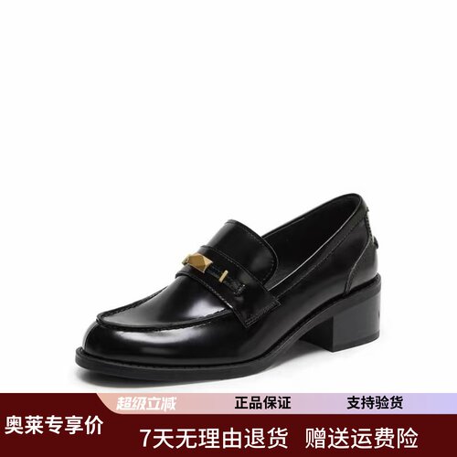 商场同款2026秋新款曜金爵士复古乐福鞋小皮鞋女鞋单鞋ENB03CA6