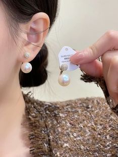 一款两戴珍珠前后戴银针耳钉高级感时尚百搭耳环2023年新款潮耳饰