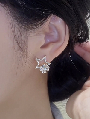 时来运转满钻五角星耳环抖音同款