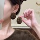 秋冬复古美拉德咖色植绒豹纹椭圆耳钉女欧美夸张时尚 气质百搭耳环
