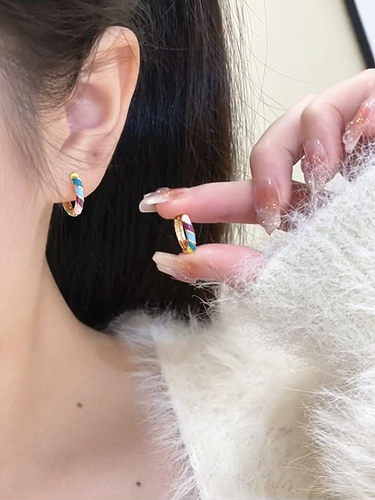 彩色圈圈耳扣小众设计高级感耳环
