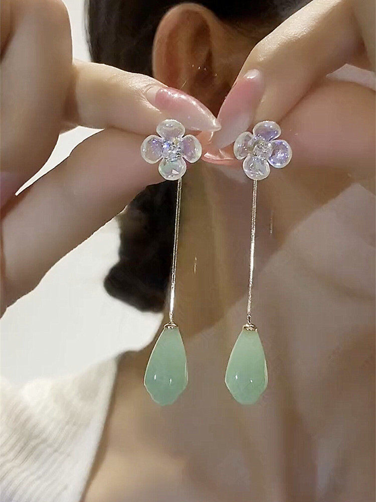 超仙古风玉兰花流苏耳环一款两戴