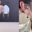 s925银针耳饰黑色珐琅圆形耳扣女轻奢高级感时尚 气质简约百搭耳环