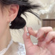 s925银针耳饰超闪锆石花朵珠珠耳扣女轻奢高级感时尚 气质百搭耳环