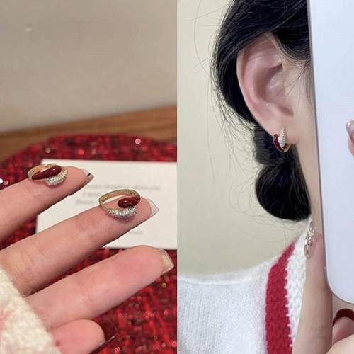 s925银针耳饰微镶锆石耳环