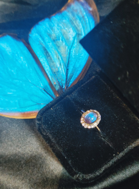 大蓝闪蝶戒指轻奢送女友生日礼物