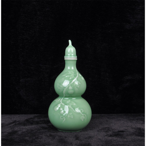 逸云 龙泉青瓷梅子青葫芦酒瓶酒具家用装饰一斤装酒具黄酒米酒瓶