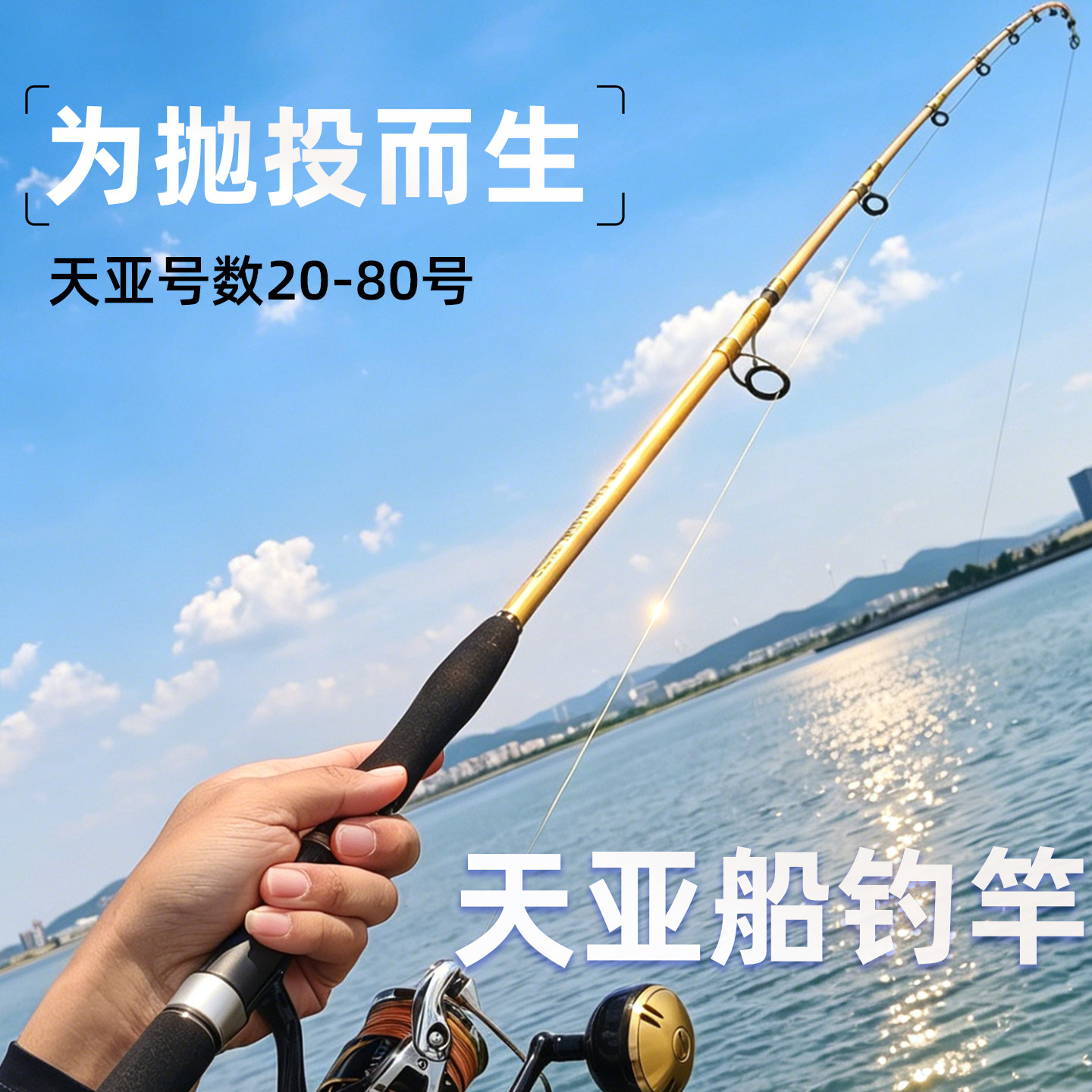浩渔工坊天亚船钓带鱼竿高碳抛投手持电绞钛合金竿稍富士导环