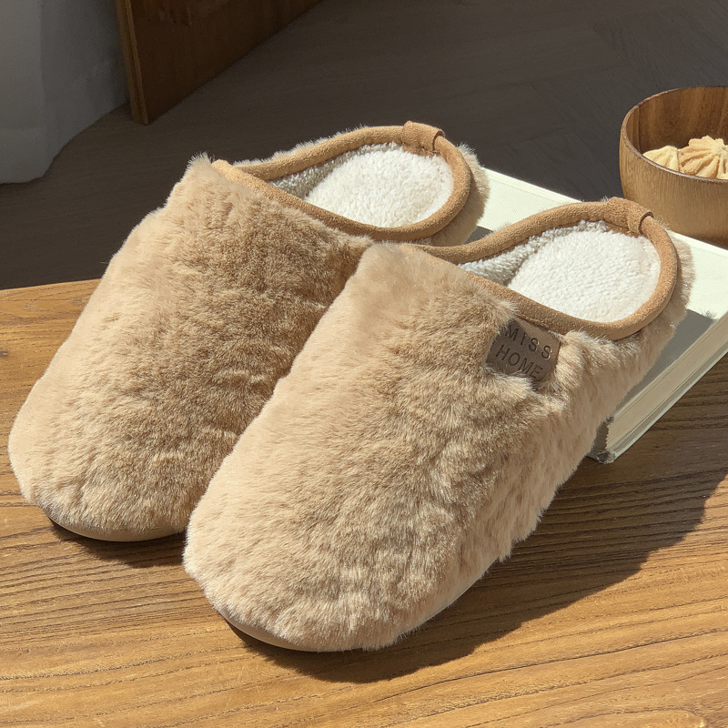时尚简约棉拖鞋情侣款毛茸茸秋冬季新款2025居家保暖卧室防滑棉拖