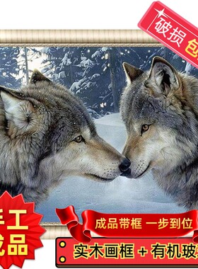 手工绣好的十字绣成品带框霸气狼之吻狼图腾狼魂动物系列人工挂画