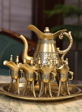 高档仿古青铜器爵杯酒樽金属古典复古爵壶饮酒器酒杯酒类套装酒壶