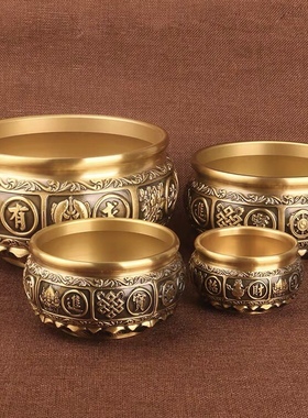 纯铜有求必应聚宝盆摆件黄铜制品工艺品财存钱罐铜器办公室工艺品