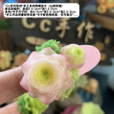 Cc原创手工树脂粘土多肉发卡鸭嘴发夹山地玫瑰桃蛋治愈小众可淋雨