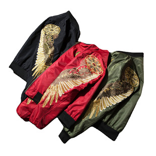 重磅金色翅膀刺绣 秋冬型男短夹克高端痞帅BOY宽松加棉防风外套