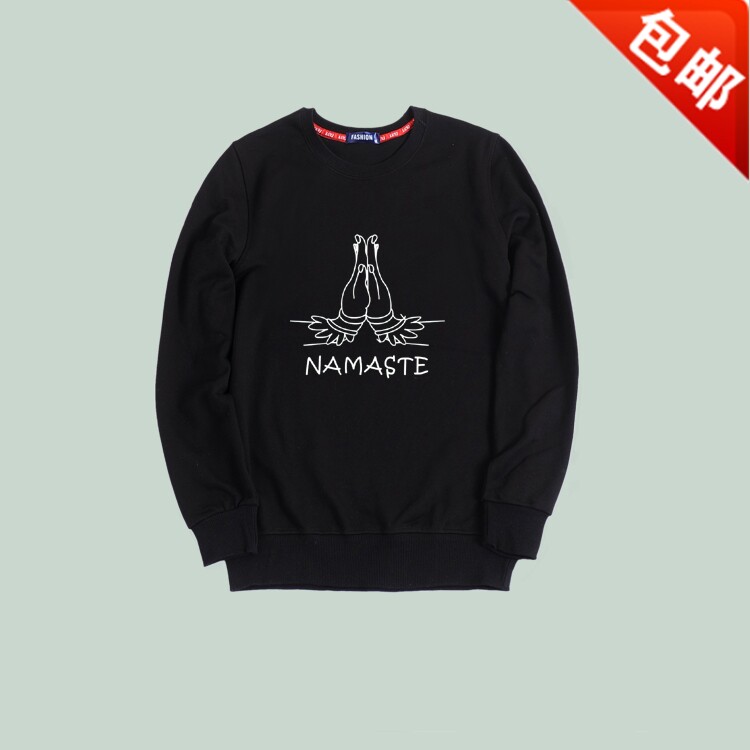 namaste那摩斯戴合十瑜伽OM莲花图案健身房养生会所男女秋冬卫衣