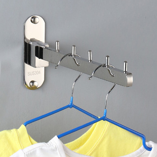 免打孔挂钩浴室衣服钩304不锈钢折叠衣钩壁挂衣帽钩排钩毛巾挂钩