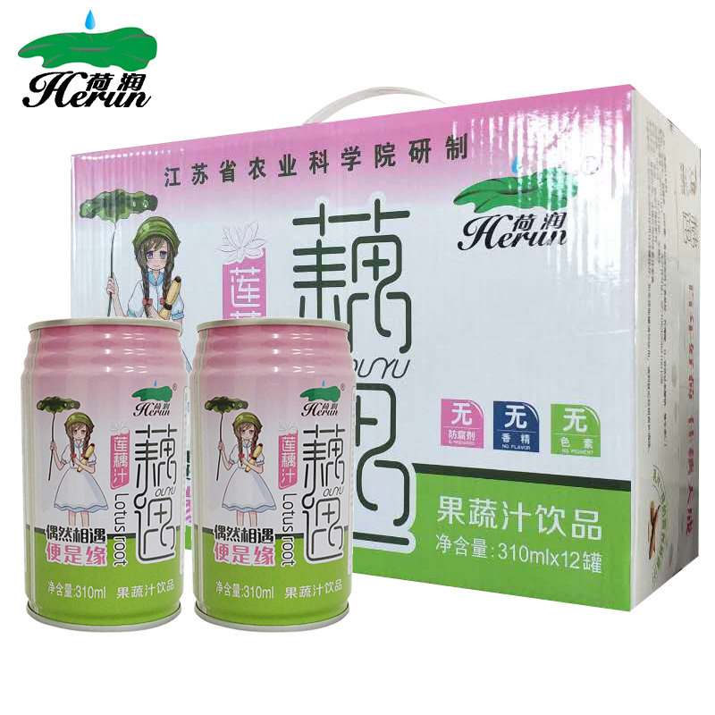 荷润饮品 莲藕汁饮品 320ml*12罐礼盒装整箱 江苏金湖特产饮料