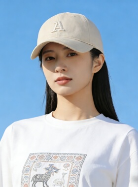 韩版刺绣A字母棒球帽女软顶显脸小百搭休闲日系鸭舌帽子男ins潮牌