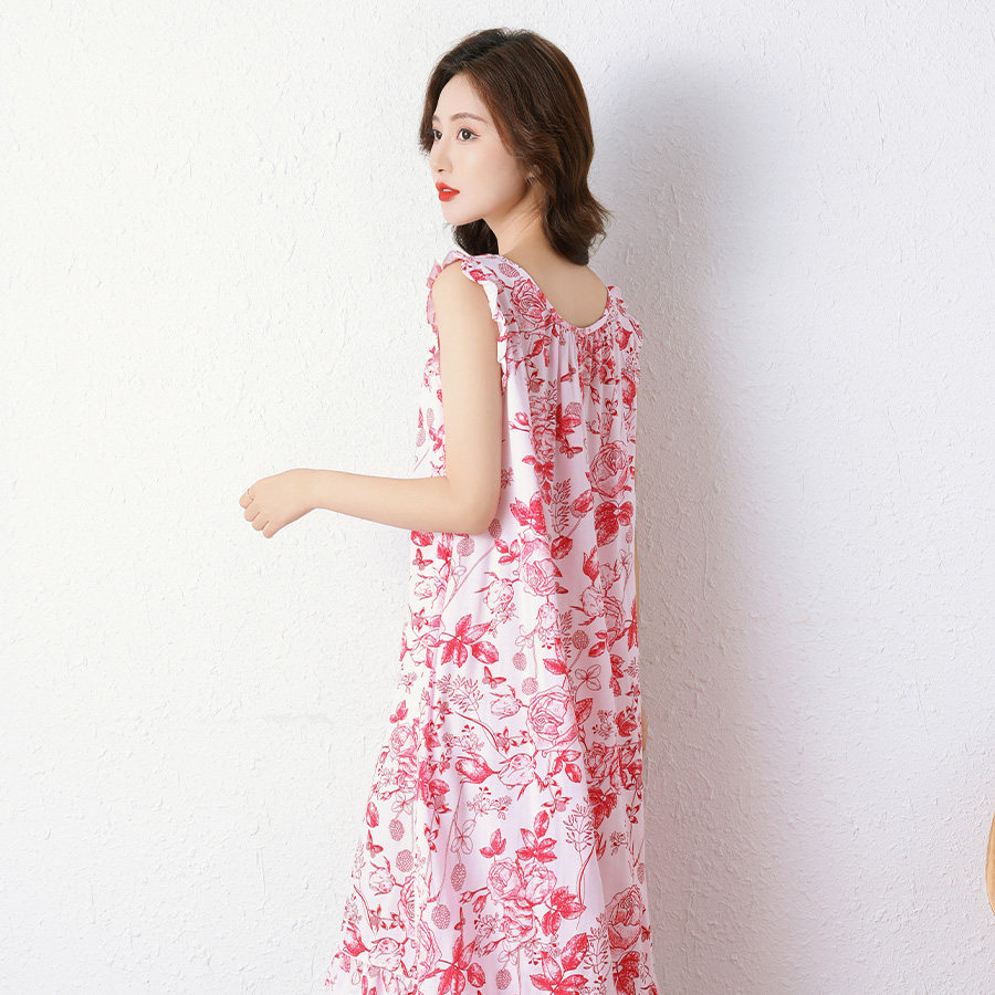 2024外穿新款棉宽松春秋睡衣可夏天女性感睡裙纯棉绸无袖家居服款
