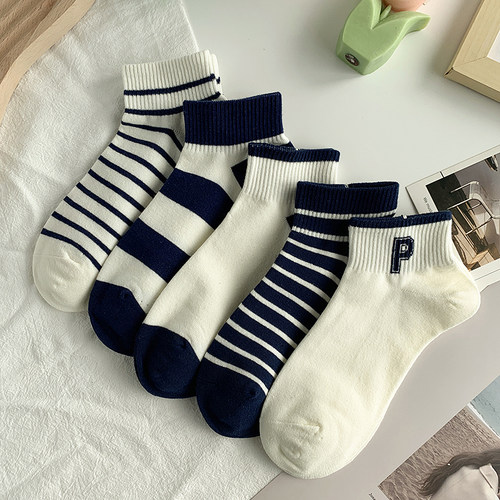 袜子女短袜浅口纯棉春夏季薄款ins潮百搭日系低帮短筒袜 - 封面
