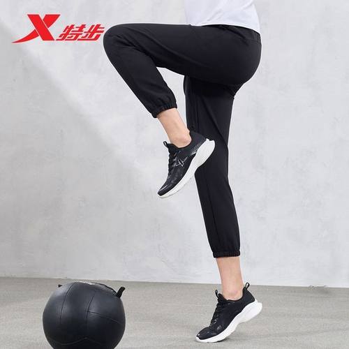 特步三防|运动裤女2024春秋新款弹力训练九分裤女裤976128690052