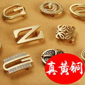 实心黄铜皮带扣头不生锈不掉色高档平滑扣男腰带实心黄铜字母挂扣