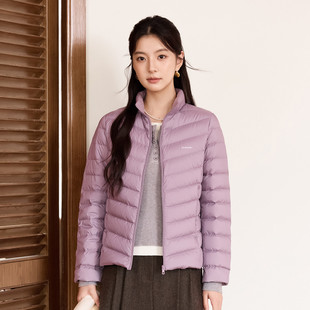 茵曼2025冬季新款长袖轻薄鸭绒羽绒服女短款内搭上衣修身马夹外套