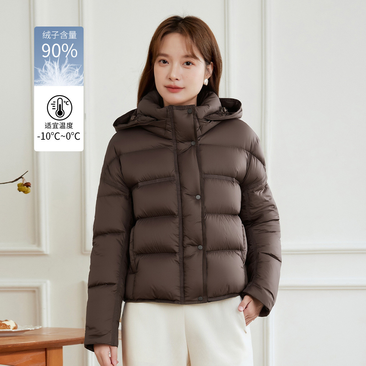 茵曼2025冬季新款短款泡芙羽绒服女上衣宽松显瘦面包服外套小个子