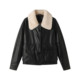 茵曼2025冬季 新款 短加绒仿皮衣外套女休闲机车夹克宽松小个子上衣