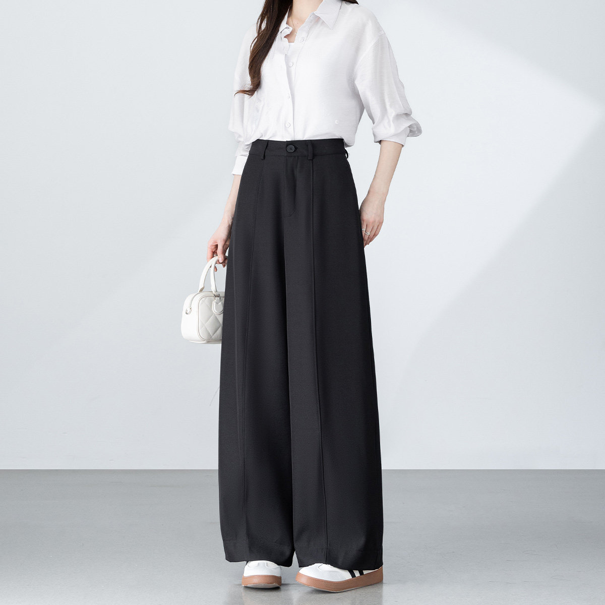 茵曼2026夏季新款显瘦西装裤高腰裤女宽松休闲裤垂感好看的直筒裤