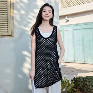 茵曼2026夏季新款流行镂空背心连衣裙女外穿纯欲风时尚减龄罩衫
