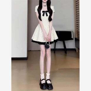 法式 a字收腰显瘦短裙子 千金蝴蝶结甜美减龄夏季 公主风连衣裙新款
