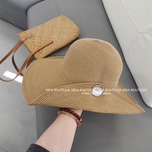 董潔同款 草帽女小清新純色夏天可折疊遮陽防曬出游沙灘度假漁夫帽