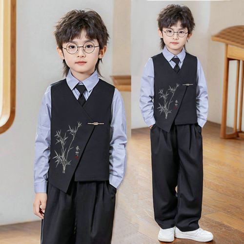 男童西装马甲套装春夏演出礼服秋