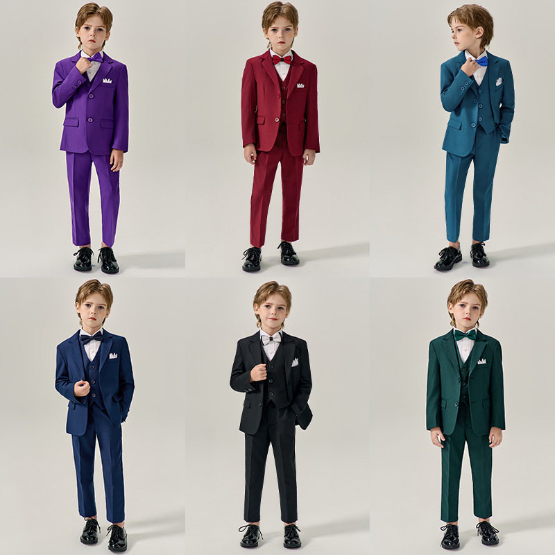 男童礼服马甲小西服套装春秋新款花童英伦摄影钢琴演出服主持走秀