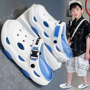 儿童沙滩鞋 高端男童洞洞鞋 新款 拖鞋 海边外穿防滑大童 男孩包头夏季