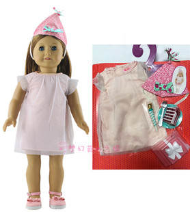 新款18寸美国女孩衣服 American Girl Doll娃娃 生日裙 配件套装