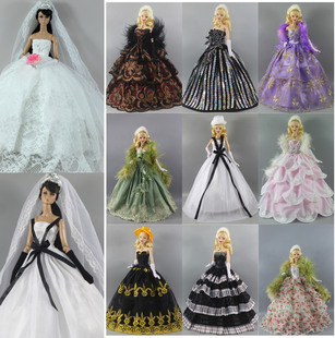 【多款可选】30厘米6分娃换装娃娃豪华婚纱礼服大裙衣服披肩手套