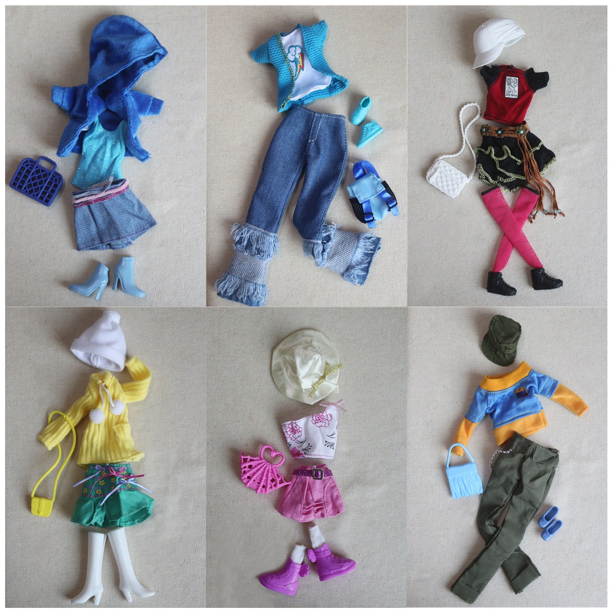 6分30厘米换装洋娃娃玩具衣服休闲衣套装外套多件套装小女孩礼物N