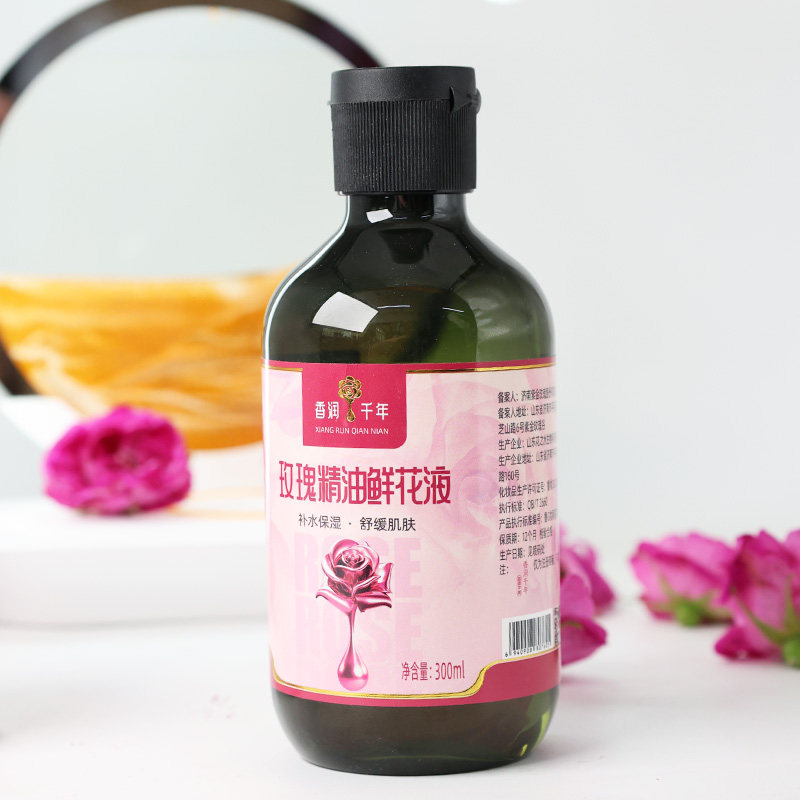 玫瑰精油鲜花液补水保湿爽肤水大瓶装舒缓紧致肌肤面部湿敷