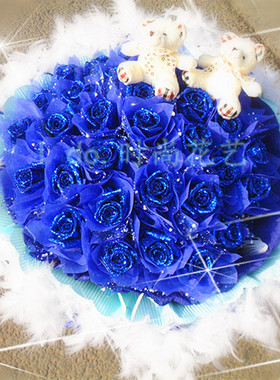 情人节七夕生日求婚 21支蓝色妖姬蓝玫瑰花束 沈阳同城鲜花速递