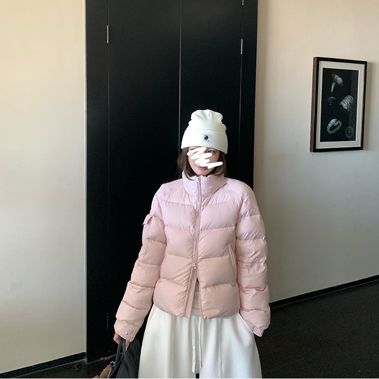 粉色轻盈廓形90白鸭绒羽绒服外套女冬2025新款休闲短款棉服面包服