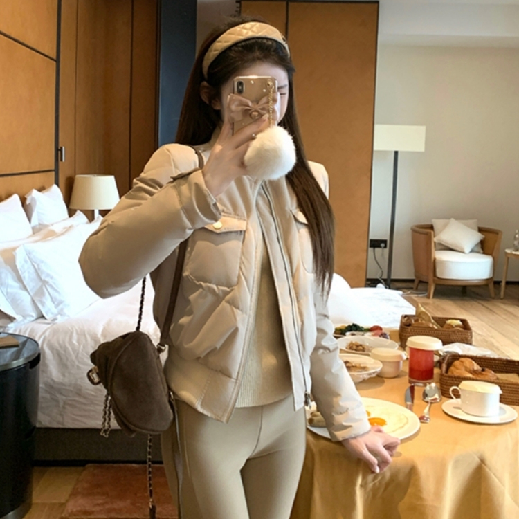 短款立领90白鸭绒羽绒服