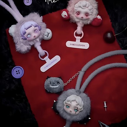 POPMART泡泡玛特SKULLPANDA不眠剧场系列手机挂绳sp挂件挂饰盲盒