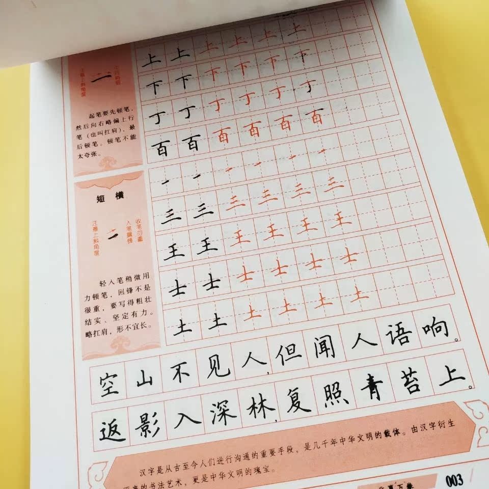 成人楷书字帖硬笔书法入门教程 笔画偏旁 硬笔正楷