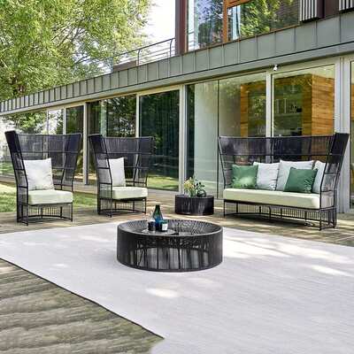 沃登 北欧户外藤编沙发 室外休闲区花园庭院单人双人沙发茶几组合